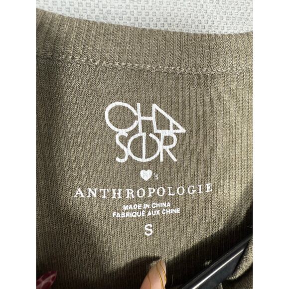 Chaser x Anthropologie Olive Waffle Knit Henley Top – Size Small - Picture 5 of 5